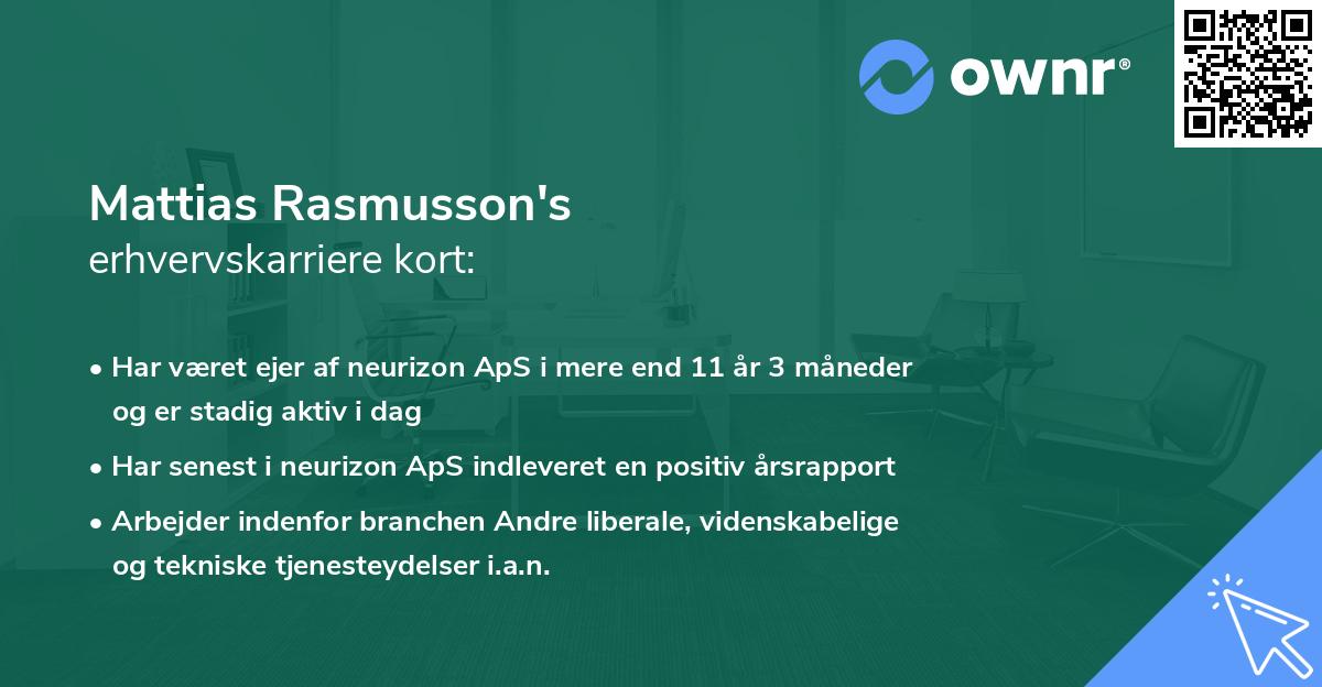 Mattias Rasmusson's erhvervskarriere kort