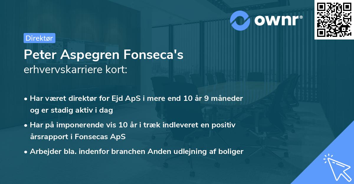 Peter Aspegren Fonseca's erhvervskarriere kort
