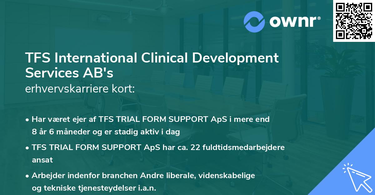 TFS International Clinical Development Services AB's erhvervskarriere kort