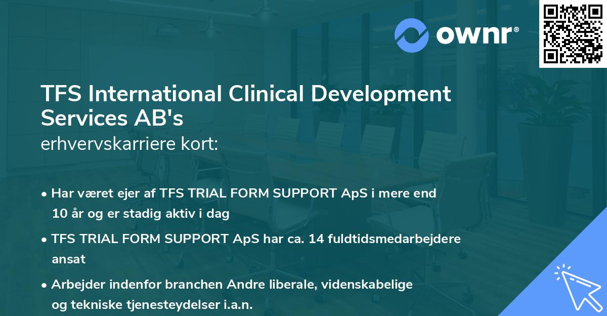 TFS International Clinical Development Services AB's erhvervskarriere kort