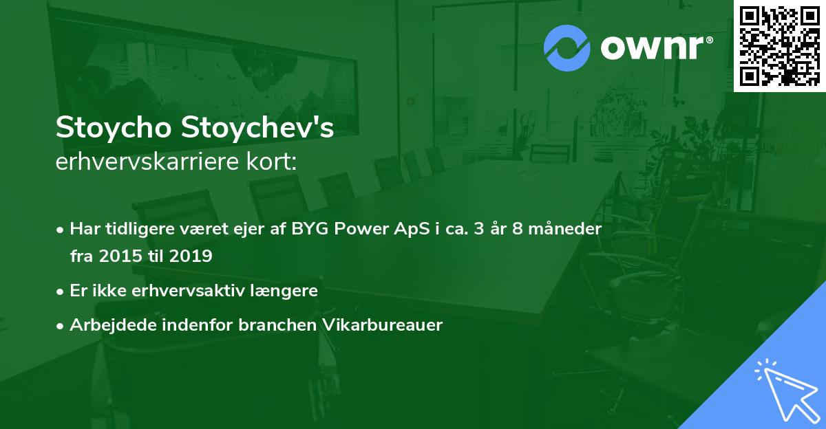 Stoycho Stoychev's erhvervskarriere kort
