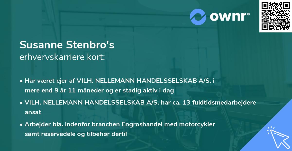 Susanne Stenbro's erhvervskarriere kort