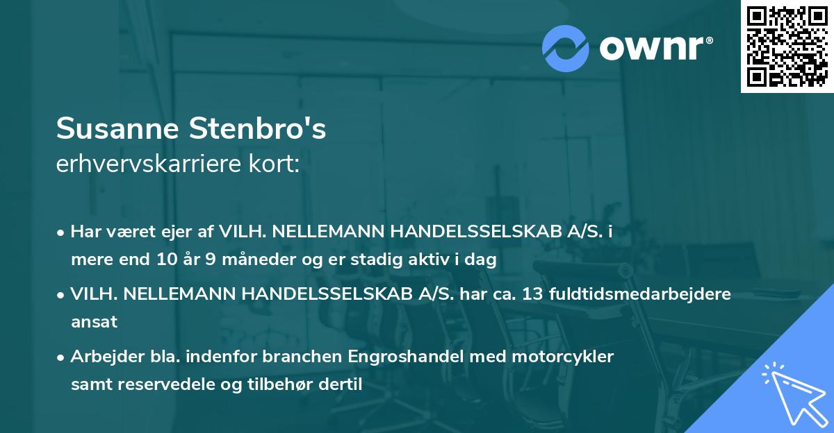 Susanne Stenbro's erhvervskarriere kort