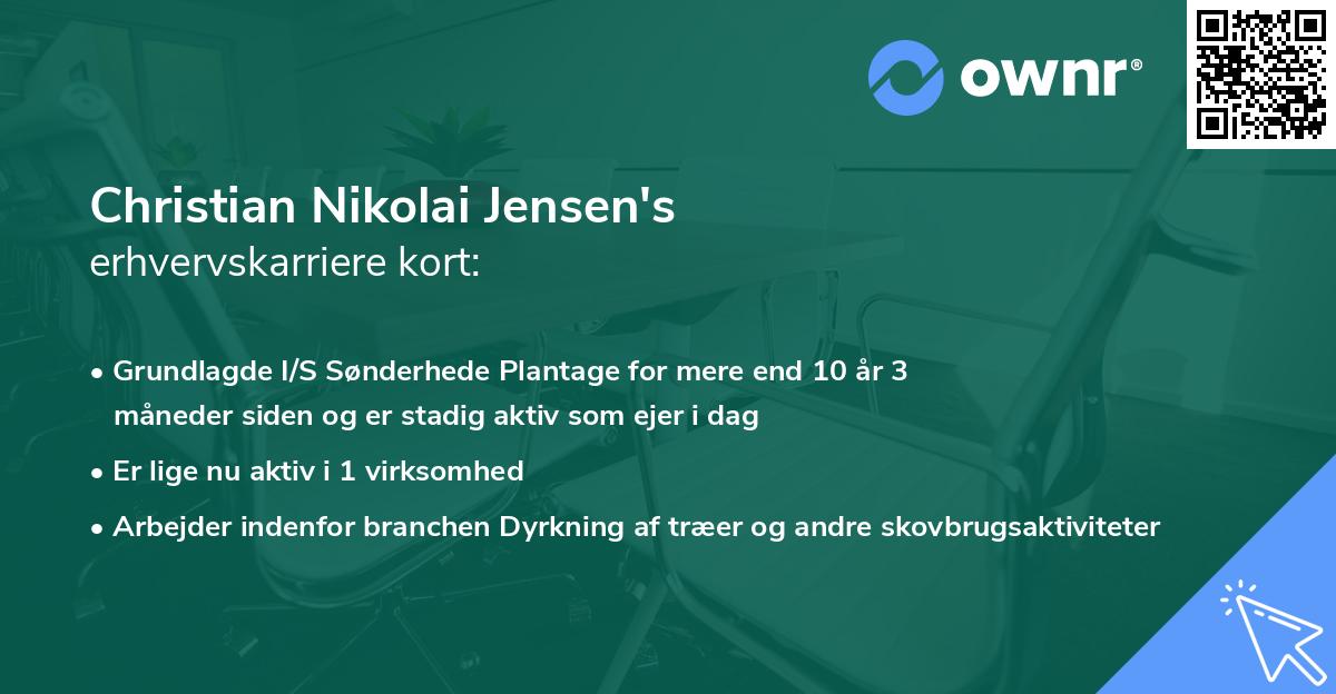 Christian Nikolai Jensen's erhvervskarriere kort