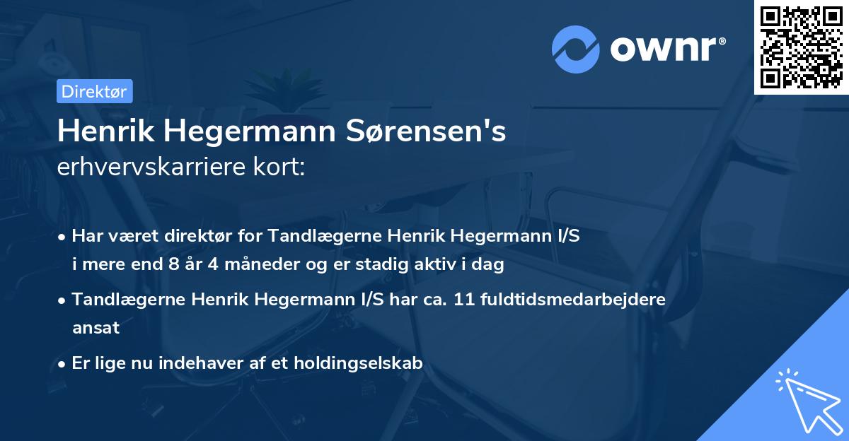 Henrik Hegermann Sørensen's erhvervskarriere kort