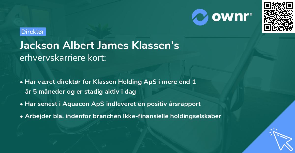Jackson Albert James Klassen's erhvervskarriere kort