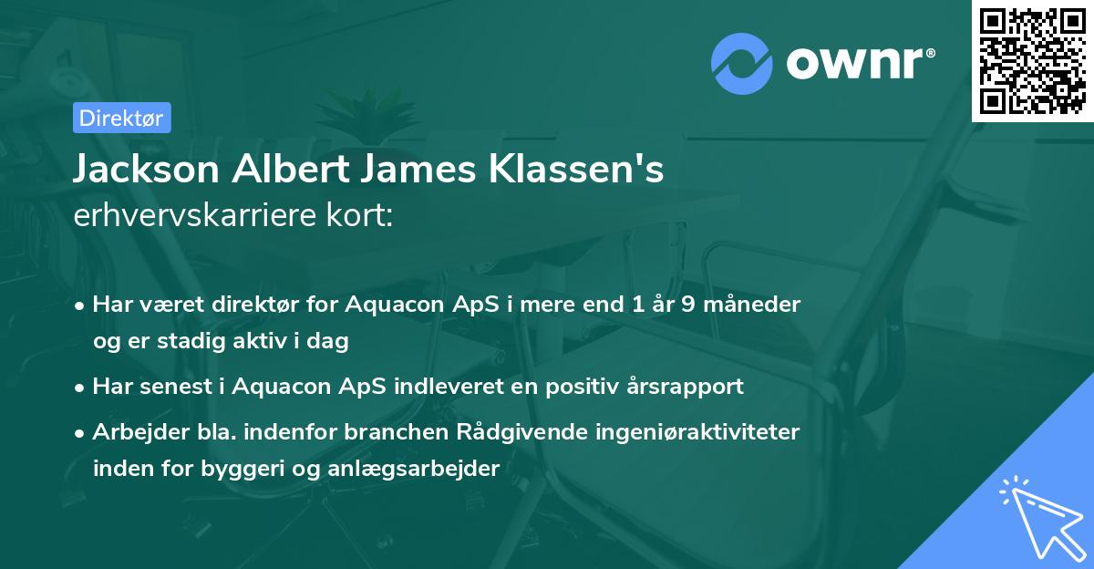Jackson Albert James Klassen's erhvervskarriere kort