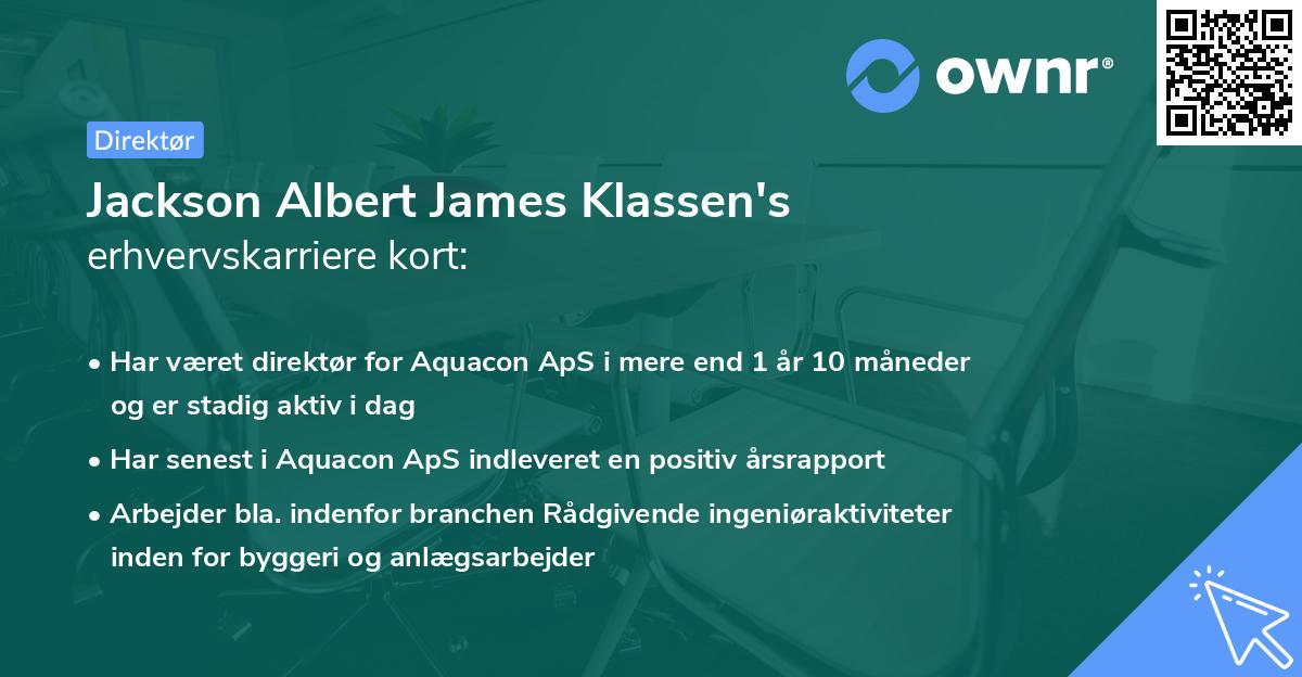 Jackson Albert James Klassen's erhvervskarriere kort