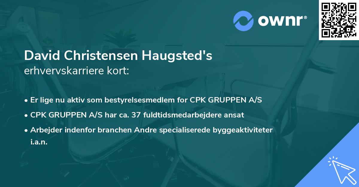 David Christensen Haugsted's erhvervskarriere kort