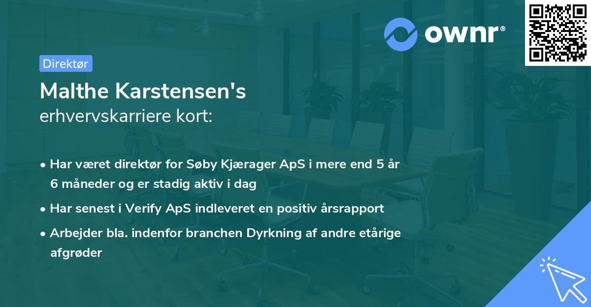 Malthe Karstensen's erhvervskarriere kort