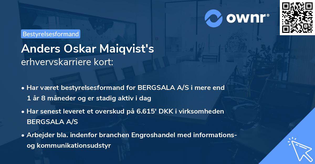 Anders Oskar Maiqvist's erhvervskarriere kort