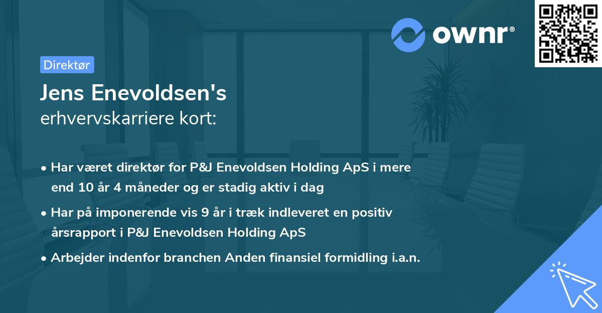 Jens Enevoldsen's erhvervskarriere kort