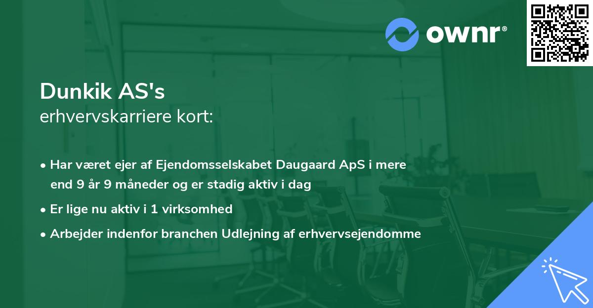 Dunkik AS's erhvervskarriere kort