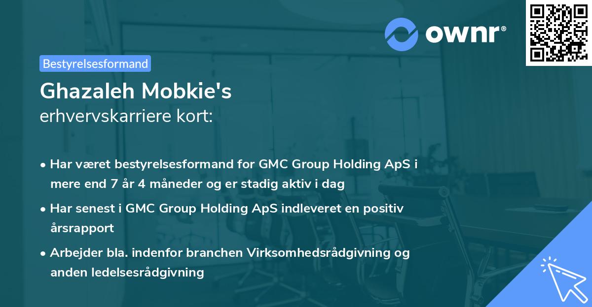 Ghazaleh Mobkie's erhvervskarriere kort