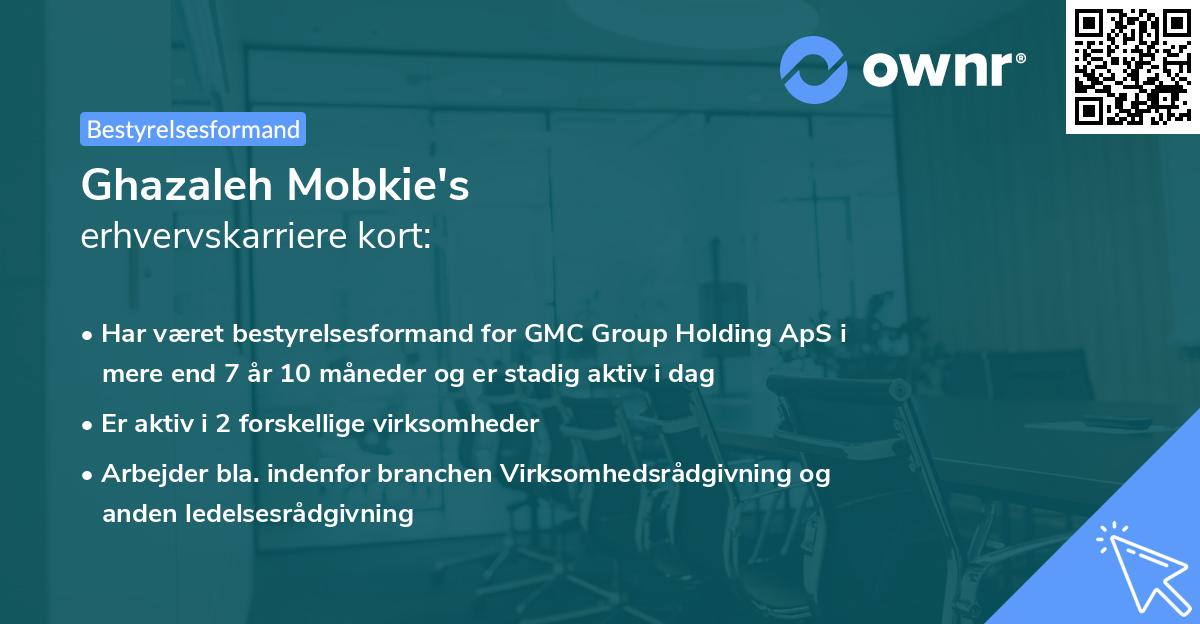 Ghazaleh Mobkie's erhvervskarriere kort