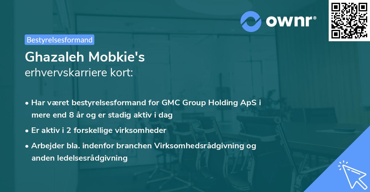 Ghazaleh Mobkie's erhvervskarriere kort