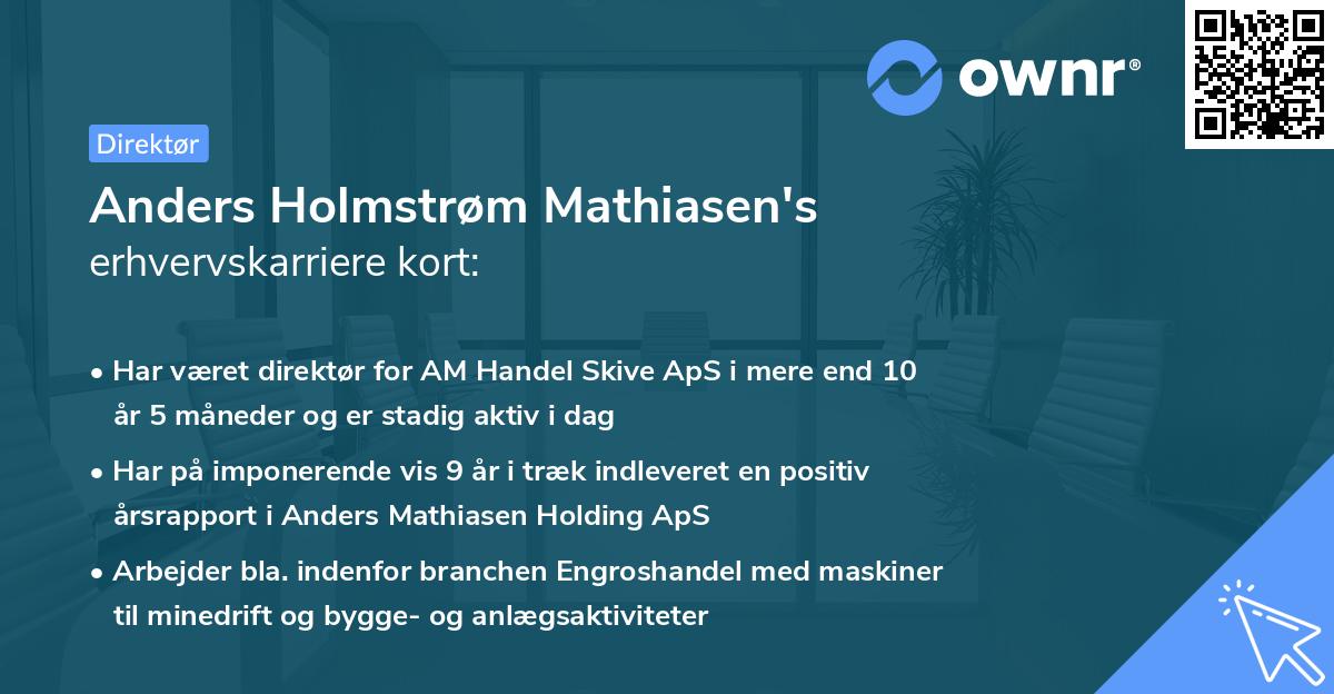 Anders Holmstrøm Mathiasen's erhvervskarriere kort