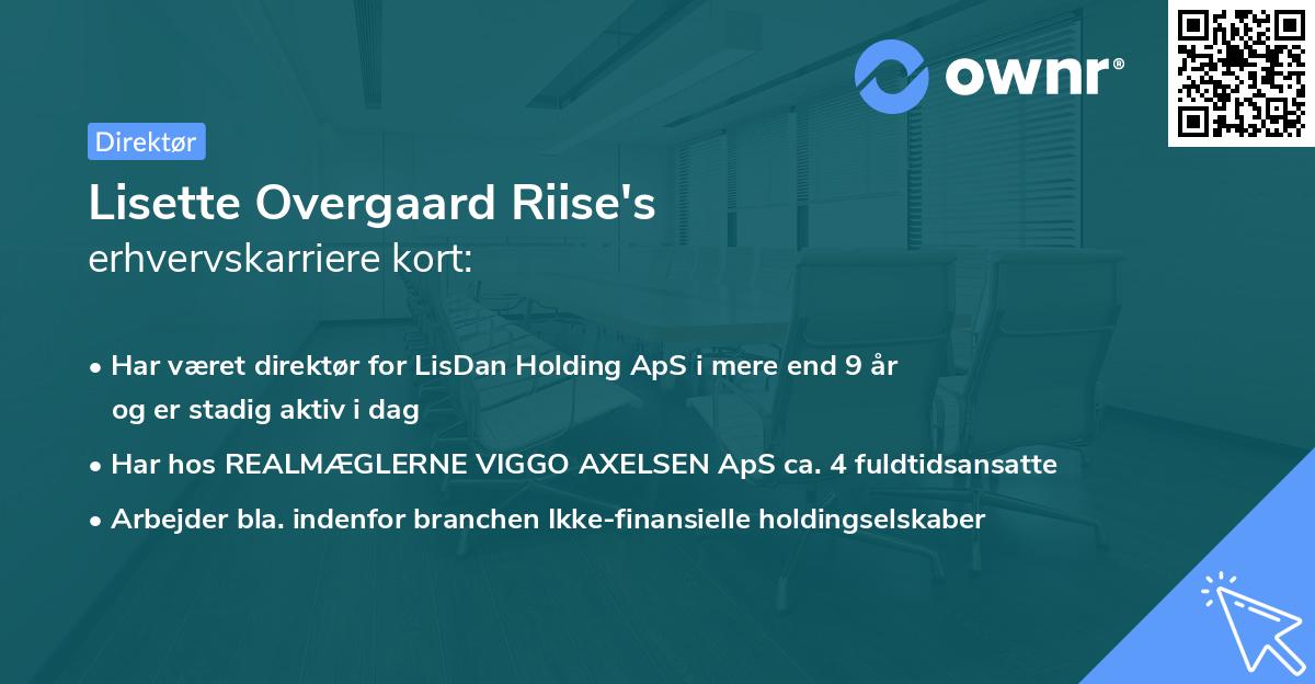 Lisette Overgaard Riise's erhvervskarriere kort