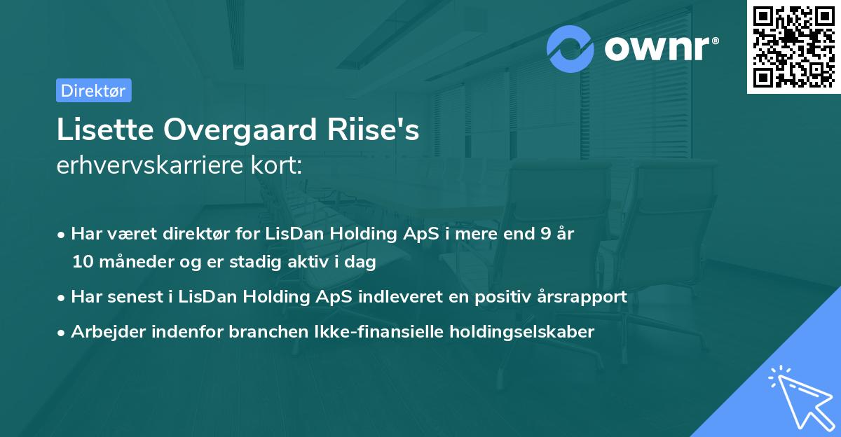 Lisette Overgaard Riise's erhvervskarriere kort