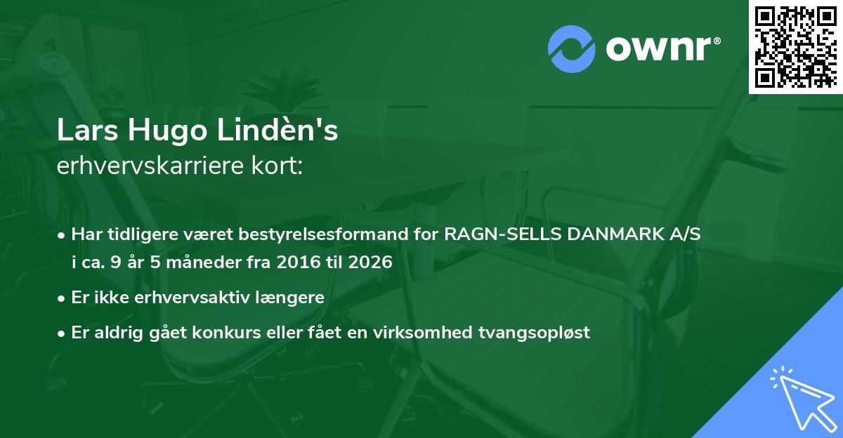 Lars Hugo Lindèn's erhvervskarriere kort