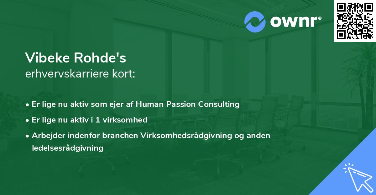 Vibeke Rohde's erhvervskarriere kort