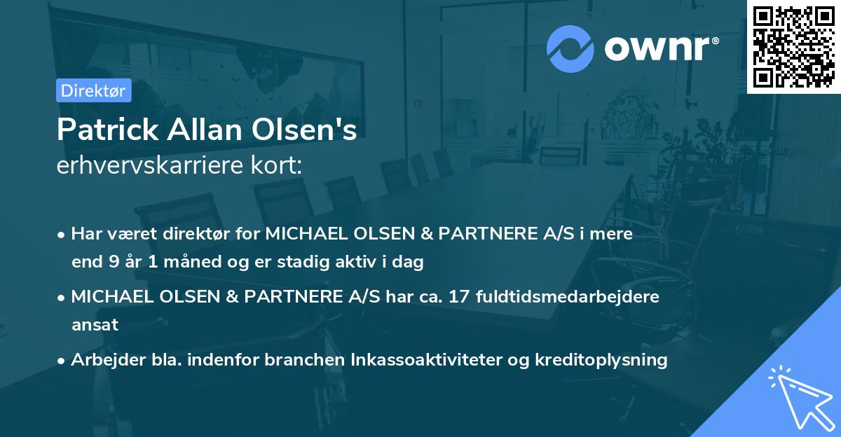 Patrick Allan Olsen's erhvervskarriere kort