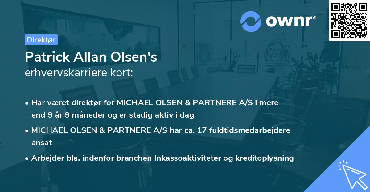 Patrick Allan Olsen's erhvervskarriere kort