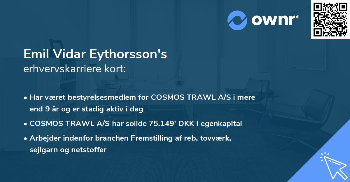 Emil Vidar Eythorsson's erhvervskarriere kort