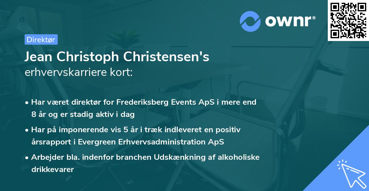Jean Christoph Christensen's erhvervskarriere kort