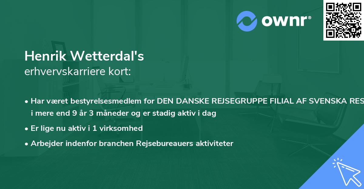 Henrik Wetterdal's erhvervskarriere kort