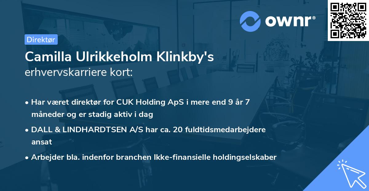Camilla Ulrikkeholm Klinkby's erhvervskarriere kort