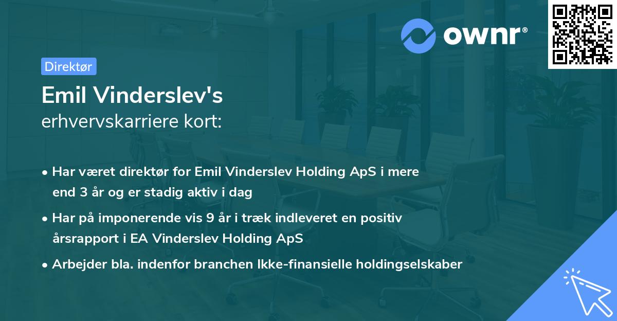 Emil Vinderslev's erhvervskarriere kort