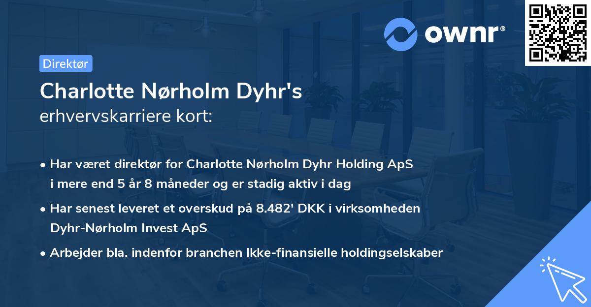 Charlotte Nørholm Dyhr's erhvervskarriere kort