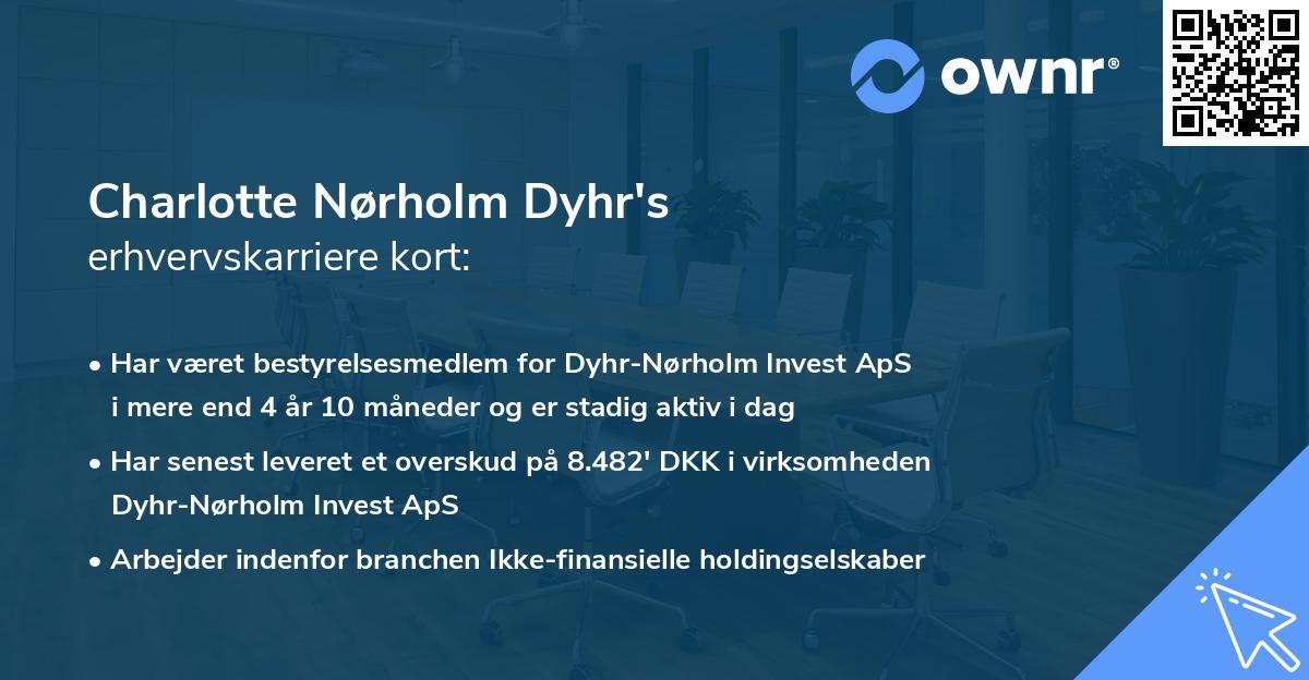 Charlotte Nørholm Dyhr's erhvervskarriere kort