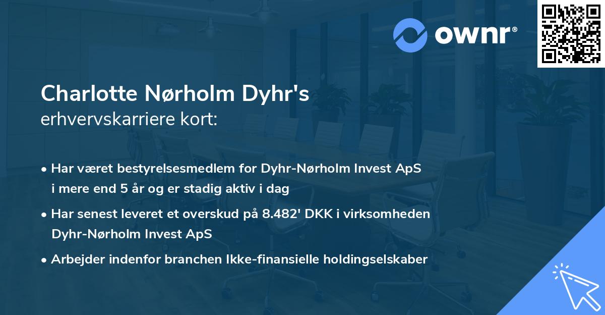 Charlotte Nørholm Dyhr's erhvervskarriere kort