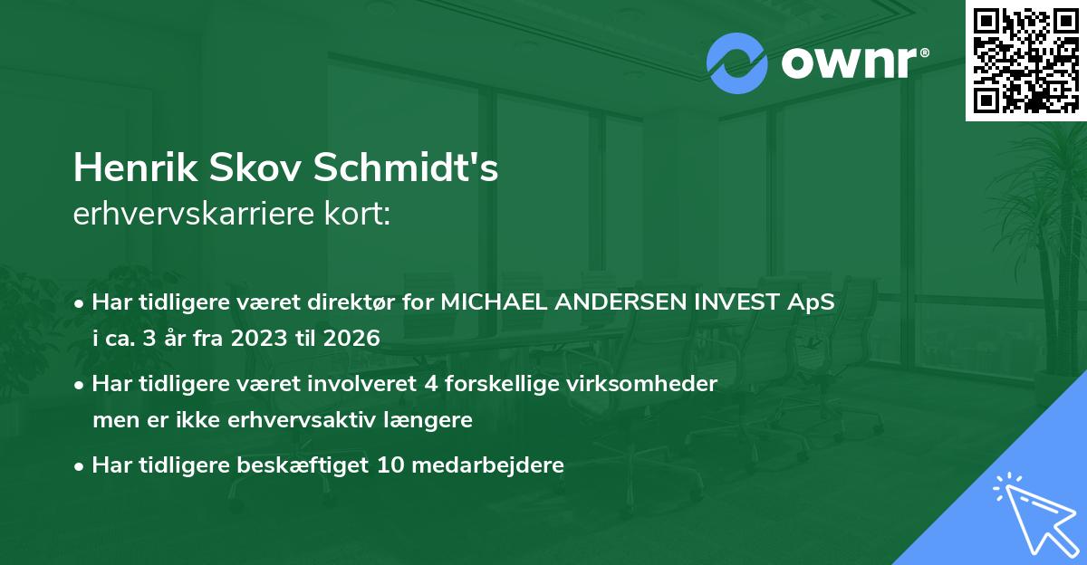 Henrik Skov Schmidt's erhvervskarriere kort