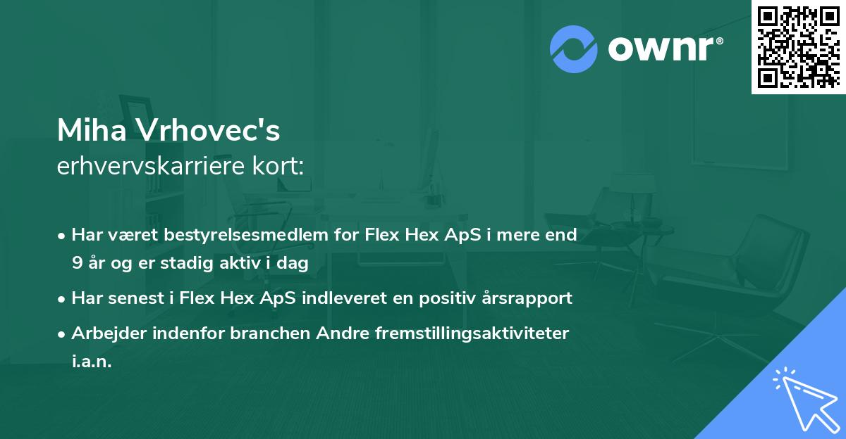 Miha Vrhovec's erhvervskarriere kort