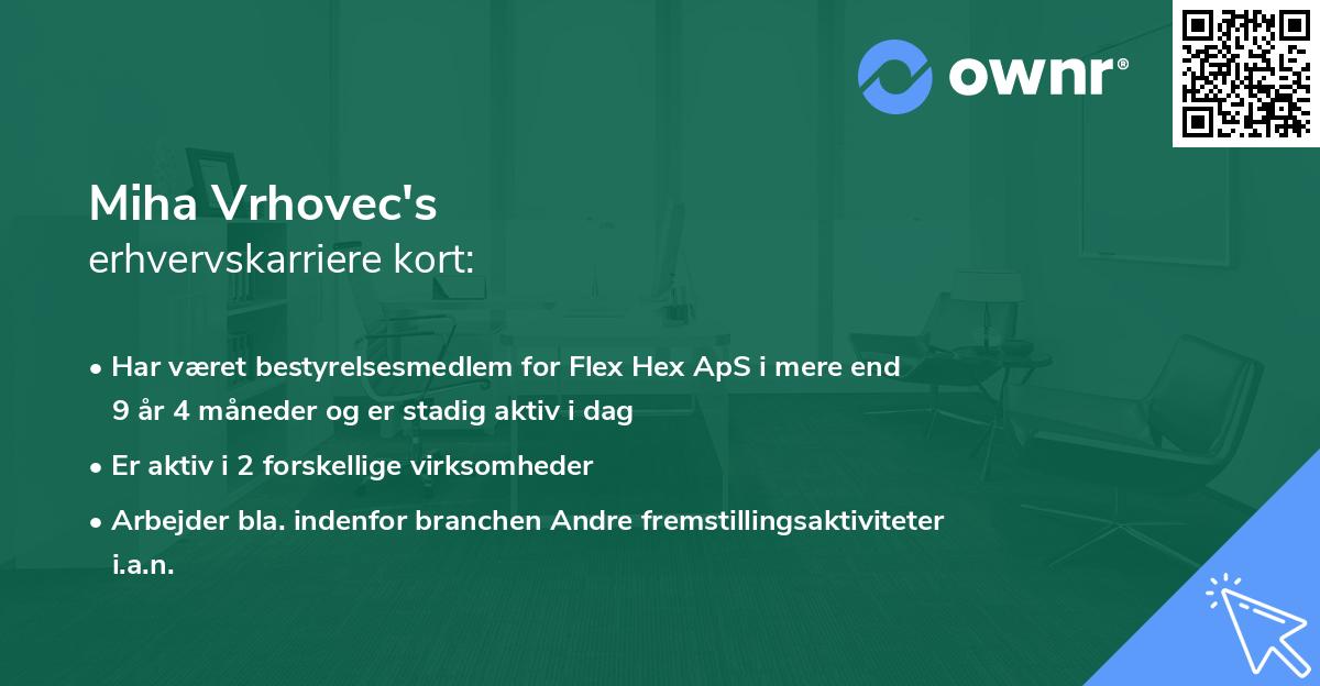 Miha Vrhovec's erhvervskarriere kort