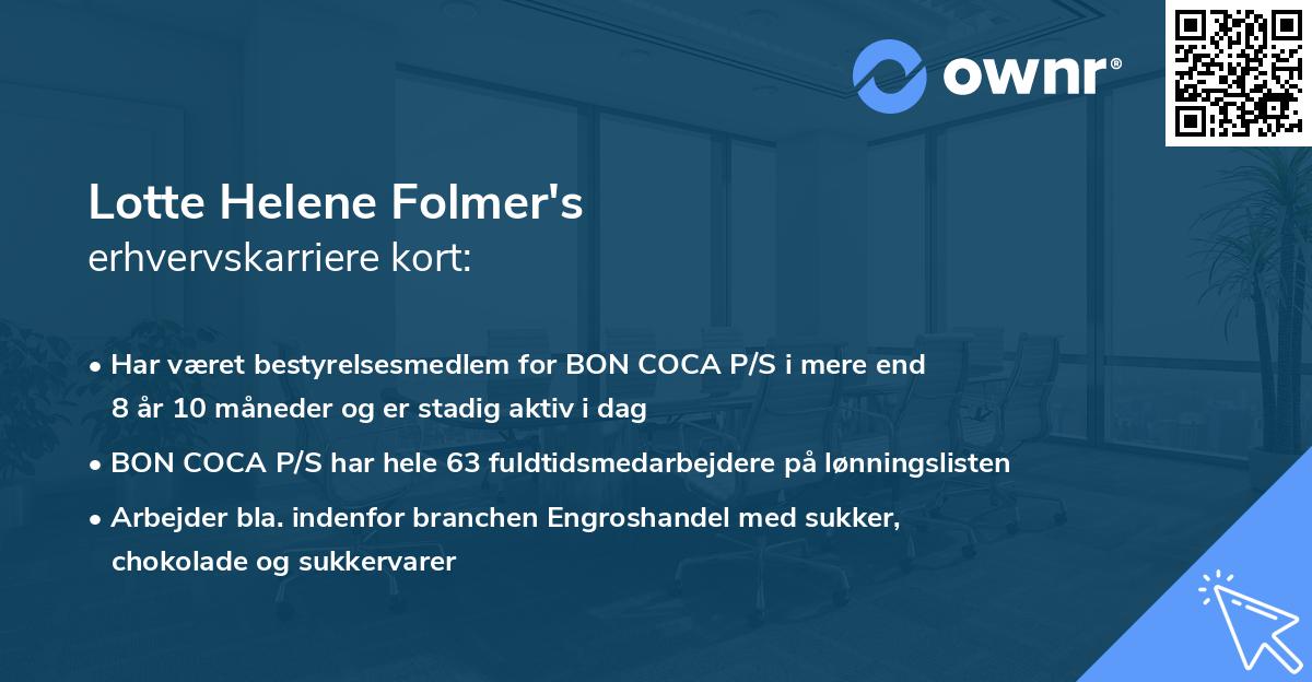 Lotte Helene Folmer's erhvervskarriere kort