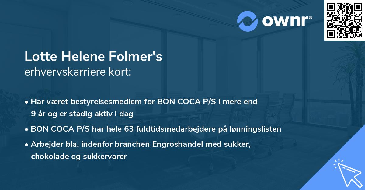 Lotte Helene Folmer's erhvervskarriere kort