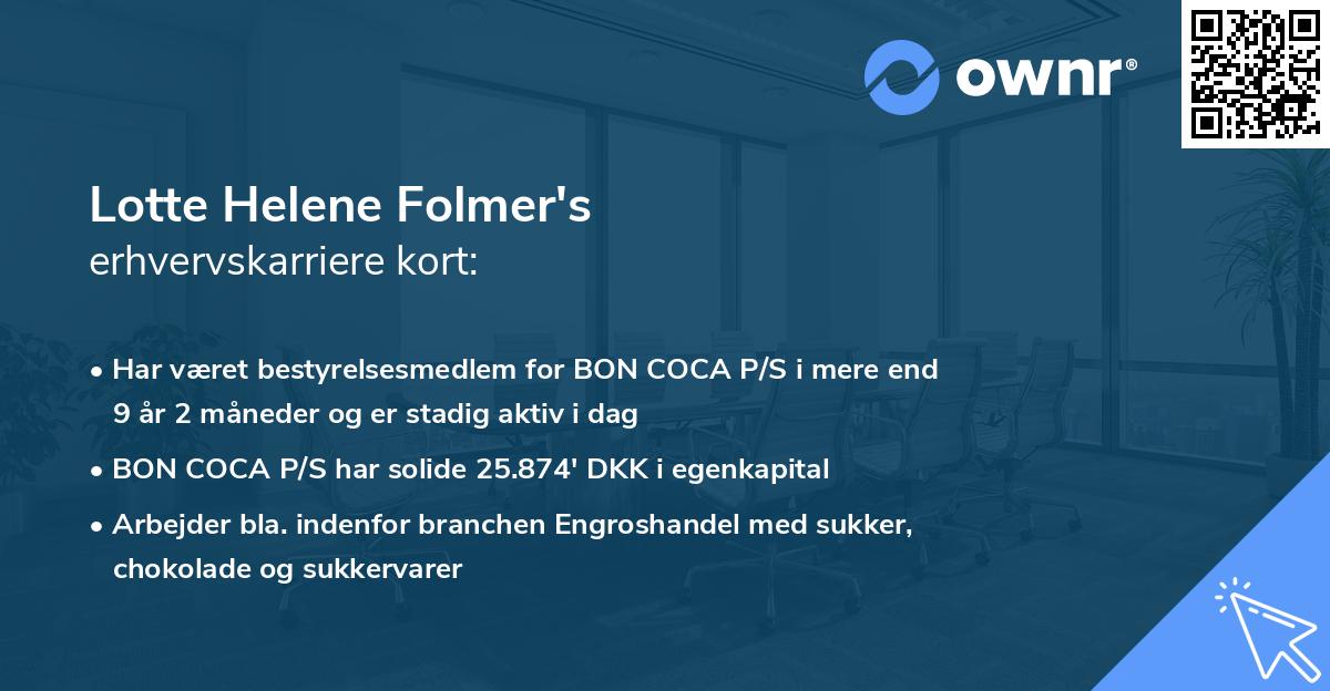 Lotte Helene Folmer's erhvervskarriere kort