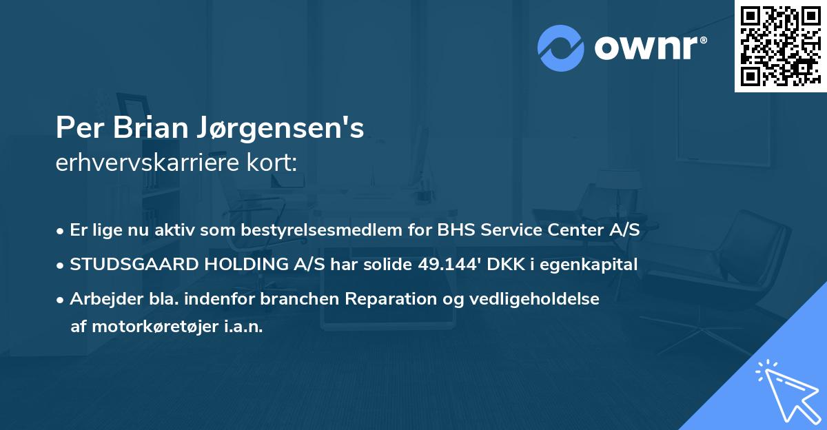 Per Brian Jørgensen's erhvervskarriere kort