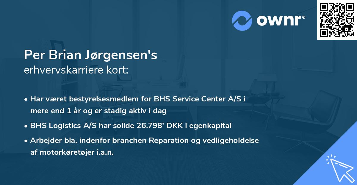 Per Brian Jørgensen's erhvervskarriere kort