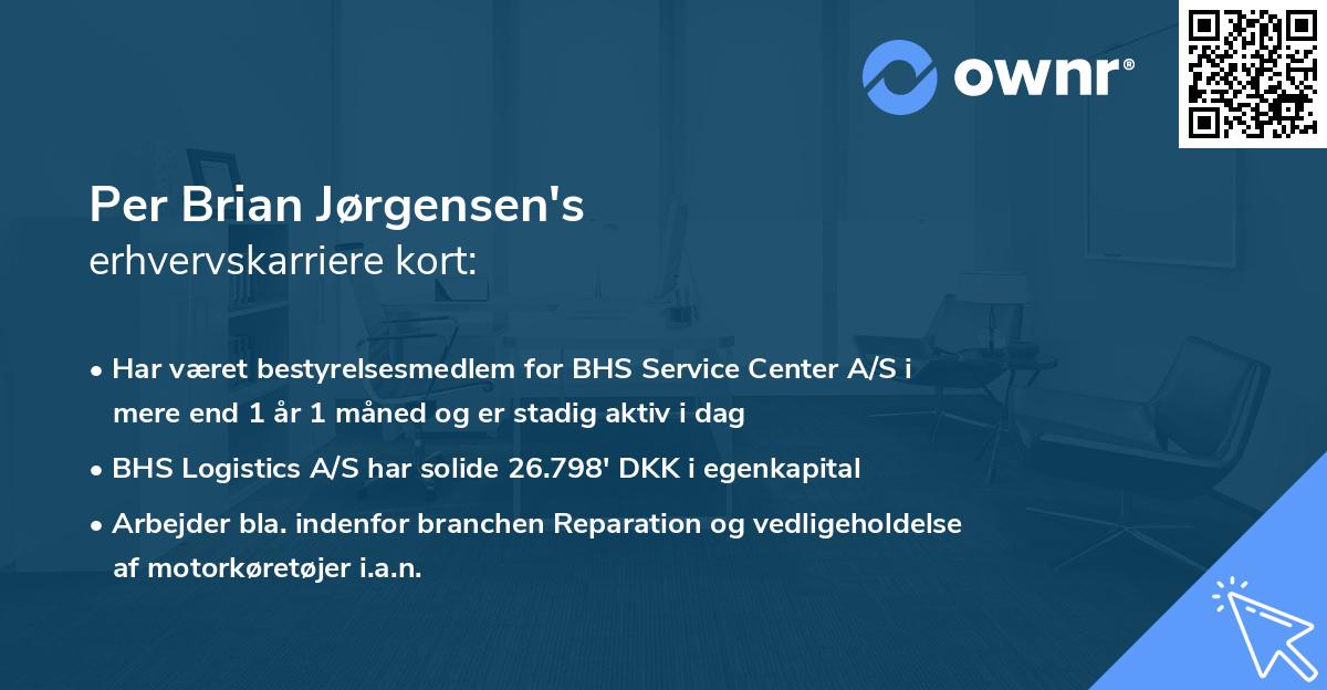 Per Brian Jørgensen's erhvervskarriere kort