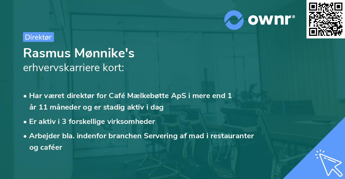 Rasmus Mønnike's erhvervskarriere kort