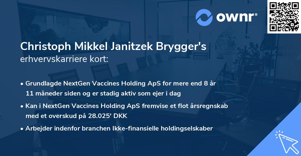 Christoph Mikkel Janitzek Brygger's erhvervskarriere kort