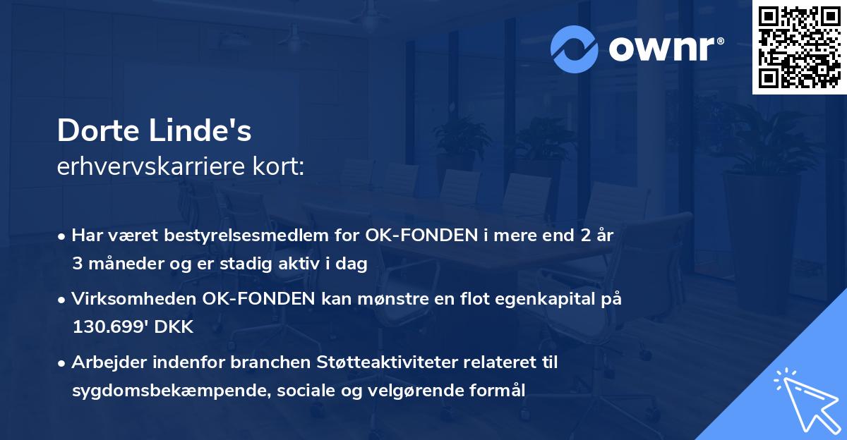 Dorte Linde's erhvervskarriere kort