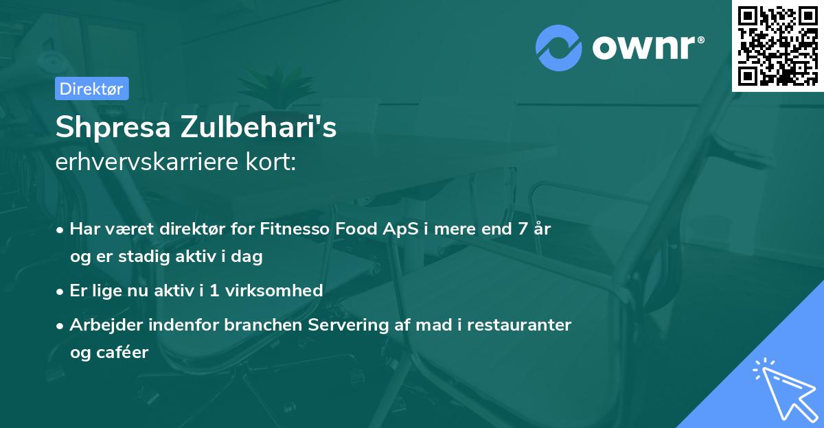 Shpresa Zulbehari's erhvervskarriere kort