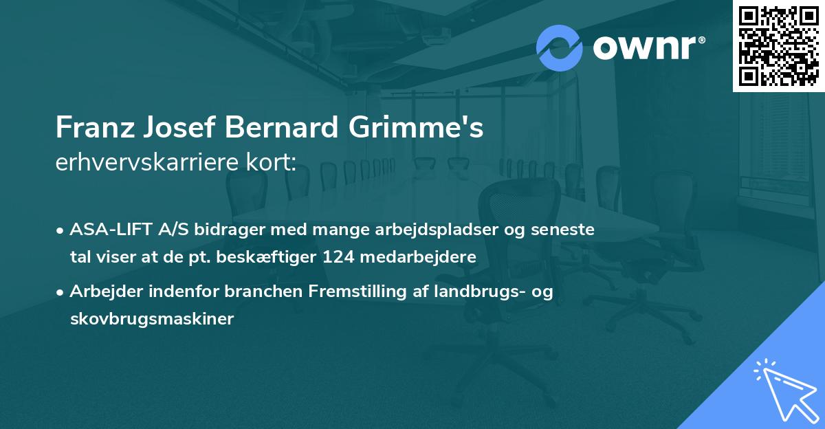 Franz Josef Bernard Grimme's erhvervskarriere kort