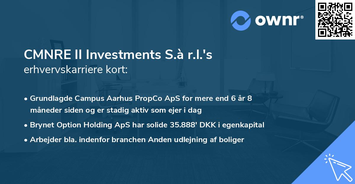 CMNRE II Investments S.à r.l.'s erhvervskarriere kort